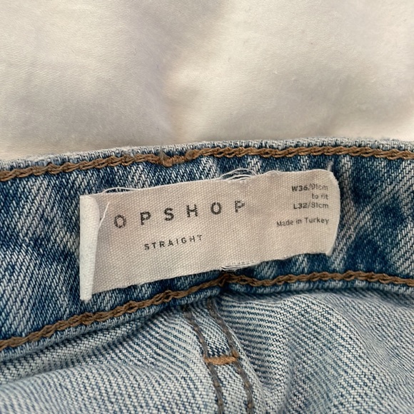 Raw Hem Crop Straight Leg Jeans SPLIT HEM ankles W36 L32 - Picture 3 of 7